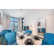 Azure accents apartment with Burj Khalifa view