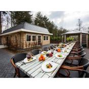 Designed home with bedstead, surrounded by forest