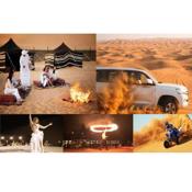 Overnight Campsite, Desert Safari Adventure, BBQ, Buffet, Entertainment, and acrobatics