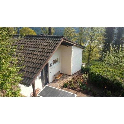 Schönes Ferienhaus mit Panoramablick auf den See und auf die bewaldeten Hügel am Stausee Bitburg